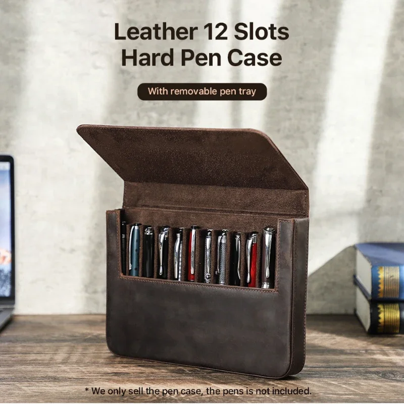 Leather Fountain Pen Case 3 Slots Pouch - Luksusowe oryginalne skórzane 2/3/6/12 miejsc piórnik