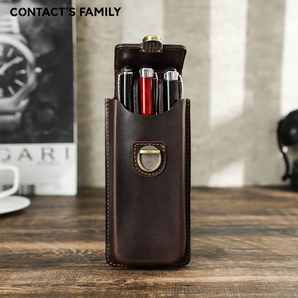 Leather Fountain Pen Case 3 Slots Pouch - Ręcznie Robione Etui na Pióra Wieczne