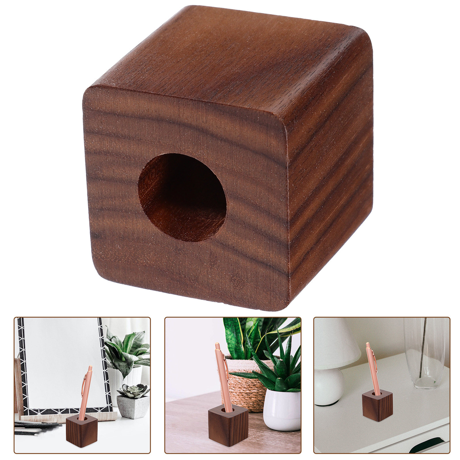 Wooden Fountain Pen Desk Stand Holder - Stojak na długopisy z drewna orzechowego