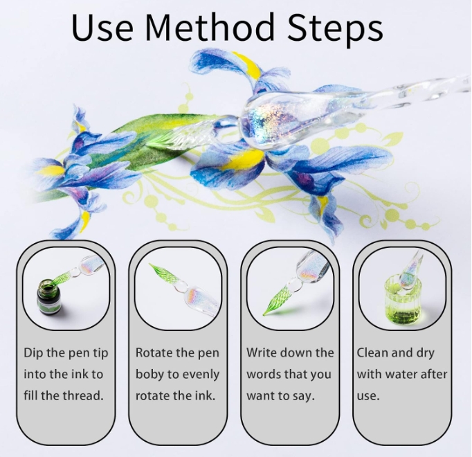 Ręcznie robione szklane pióro  – Glass Dip Pen Calligraphy Ink Set recenzja i cena