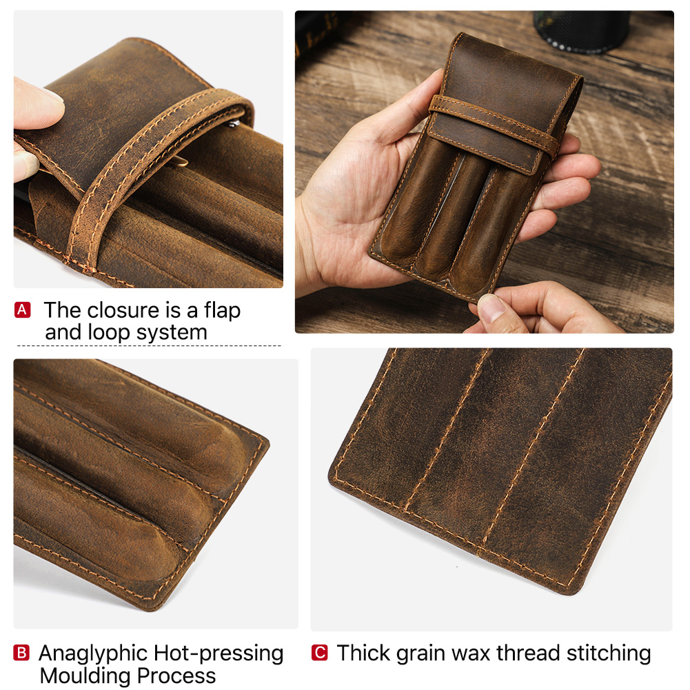 Ręcznie wykonany piórnik z nat – Leather Fountain Pen Case 3 Slots Pouch recenzja i cena