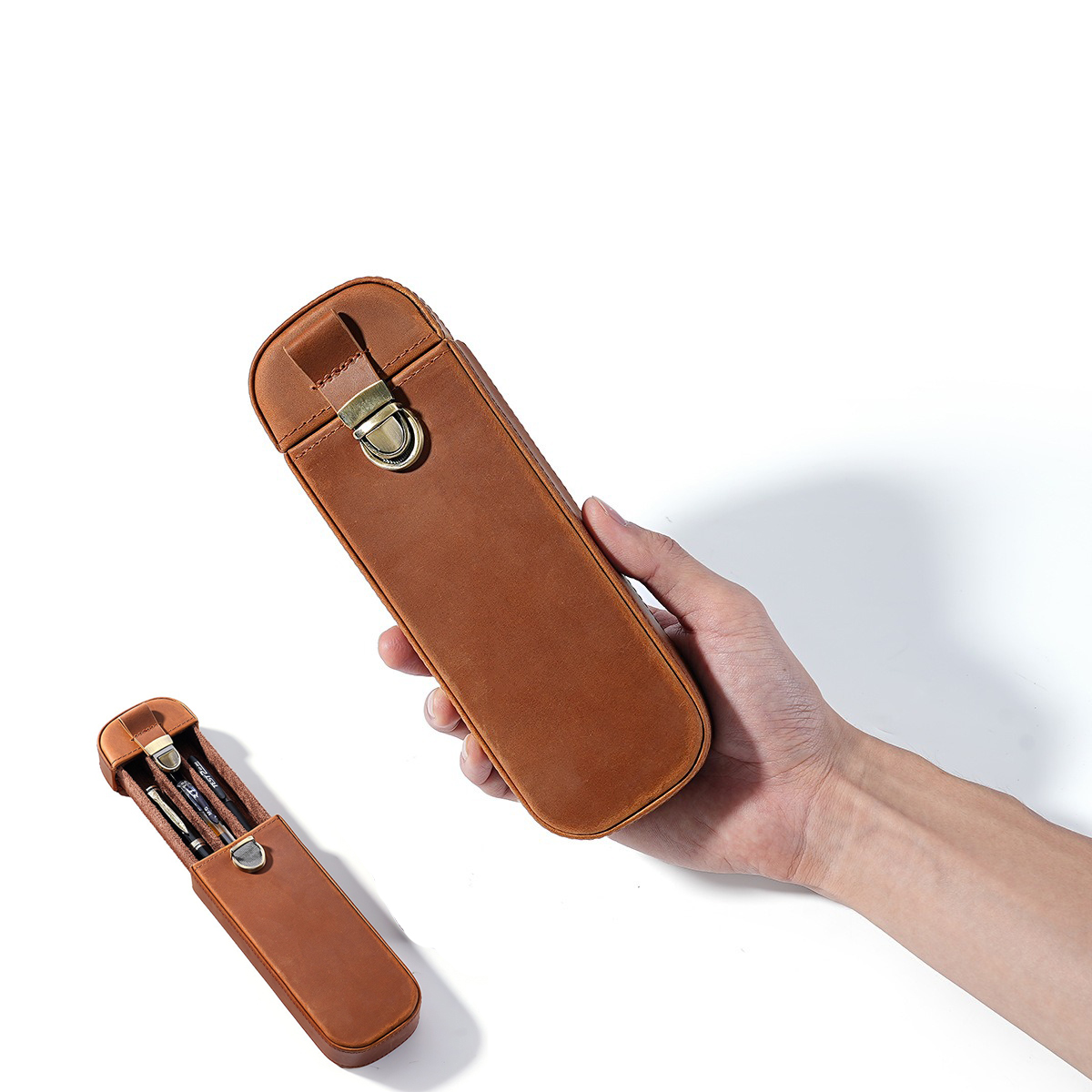 Etui na pióra z pełnoziarniste – Leather Fountain Pen Case 3 Slots Pouch recenzja i cena