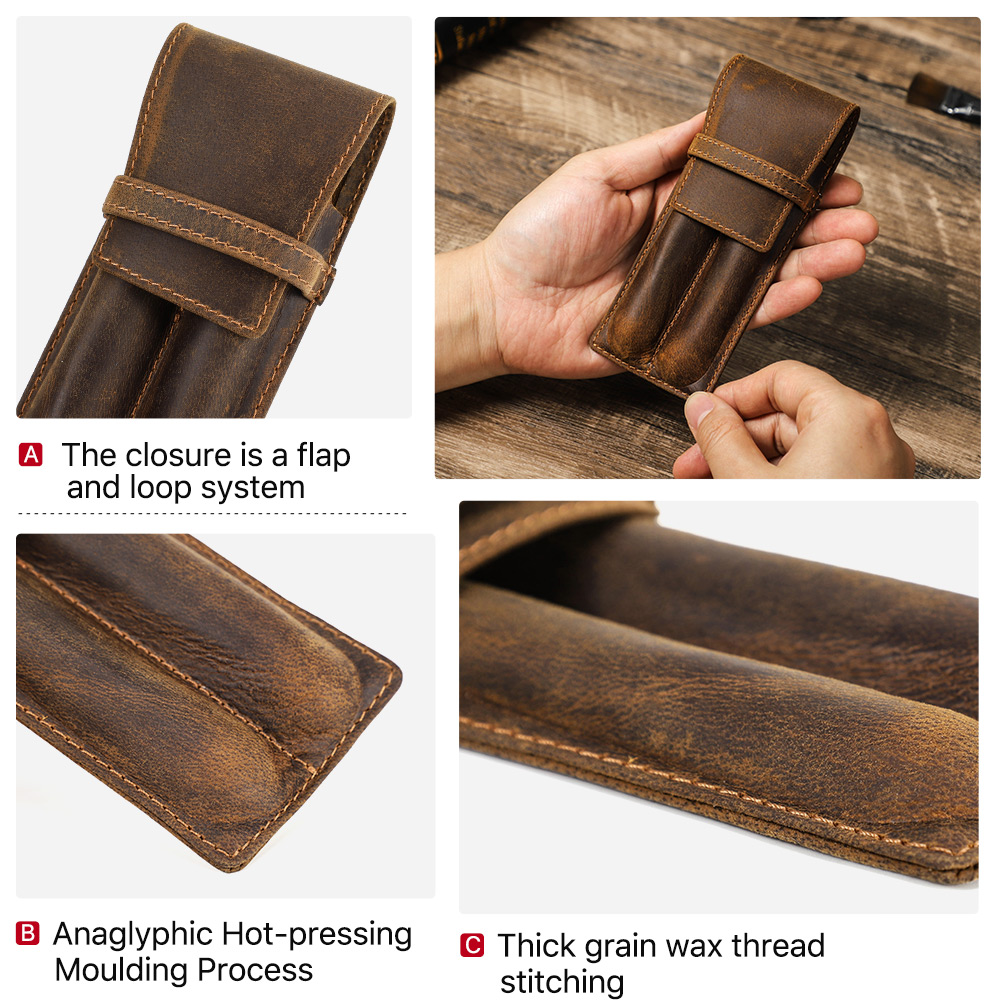 Luksusowa prawdziwa skóra bydl – Leather Fountain Pen Case 3 Slots Pouch recenzja i cena